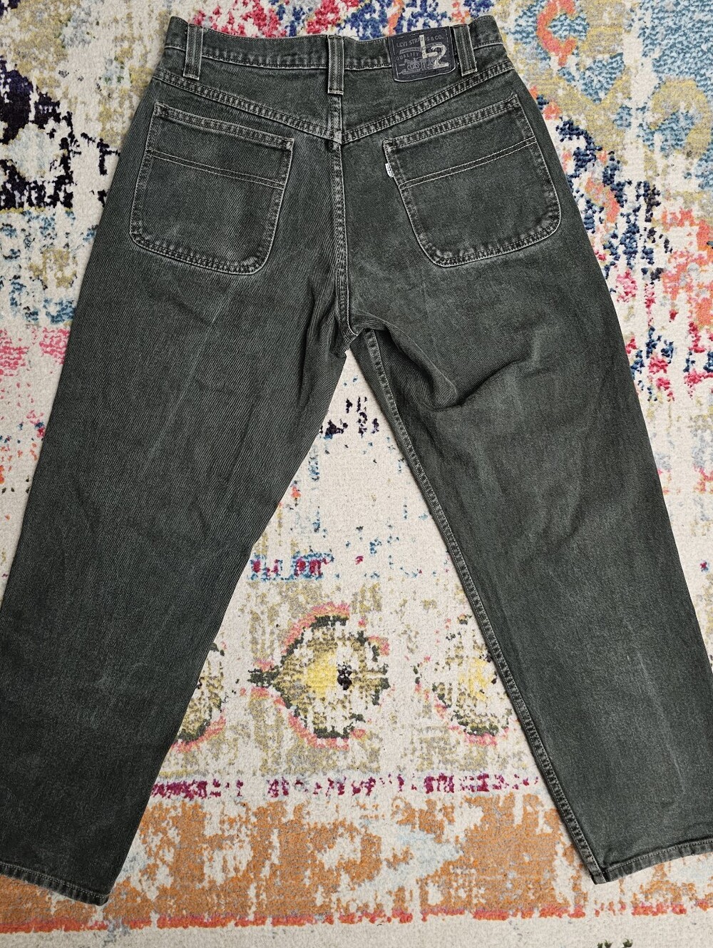VTG 1995 Levi's L2 Forest Green Jeans Mens Tag 33x30 MEASURES 31x30 Baggy Loose - Picture 5 of 16